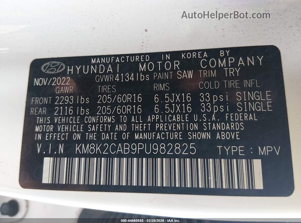 KM8K2CAB9PU982825 2023 HYUNDAI KONA White 