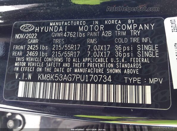 KM8K53AG7PU170734 2023 HYUNDAI KONA ELECTRIC Black 