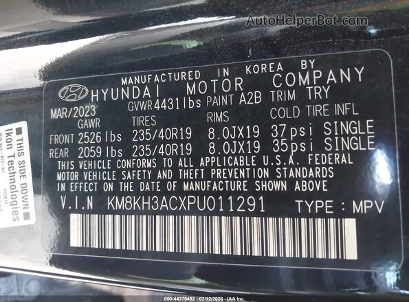 KM8KH3ACXPU011291 2023 HYUNDAI KONA N Black ძრავის განყოფილების ხედი