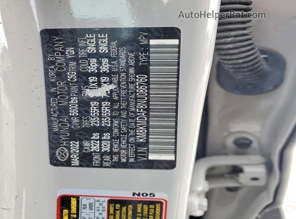 KM8KMDAF8NU086760 2022 HYUNDAI IONIQ Серый Вид наклейки с VIN-кодом