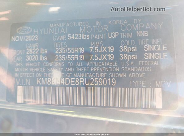 KM8KN4DE8RU259019 2024 HYUNDAI IONIQ 5 Light Blue Vista del compartimento del motor