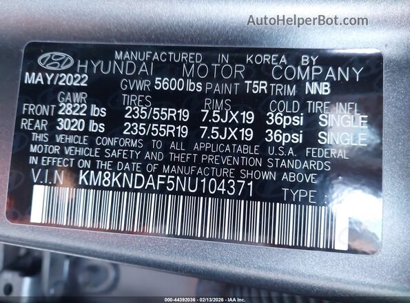 KM8KNDAF5NU104371 2022 HYUNDAI IONIQ 5 Gray Engine compartment view