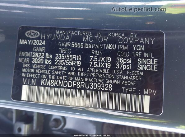 KM8KNDDF8RU309328 2024 HYUNDAI IONIQ 5 Teal 