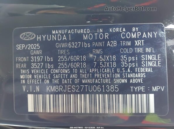 KM8RJES27TU061385 2026 HYUNDAI PALISADE Black Շարժիչի բաժամունքի տեսք