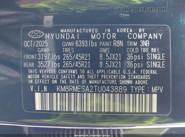 KM8RMESA2TU043889 2026 HYUNDAI PALISADE HEV Green 