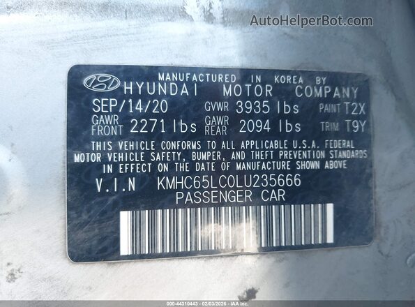 KMHC65LC0LU235666 2020 HYUNDAI IONIQ HYBRID Silver 