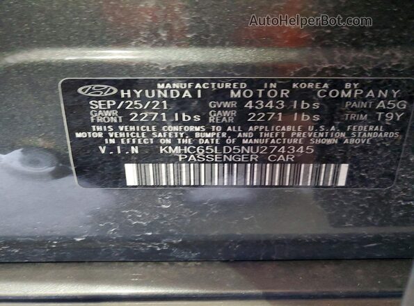 KMHC65LD5NU274345 2022 HYUNDAI IONIQ Silver Widok komory silnika