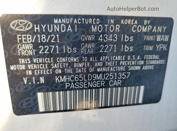 KMHC65LD9MU251357 2021 HYUNDAI IONIQ White სალონის 360-გრადუსიანი ხედი