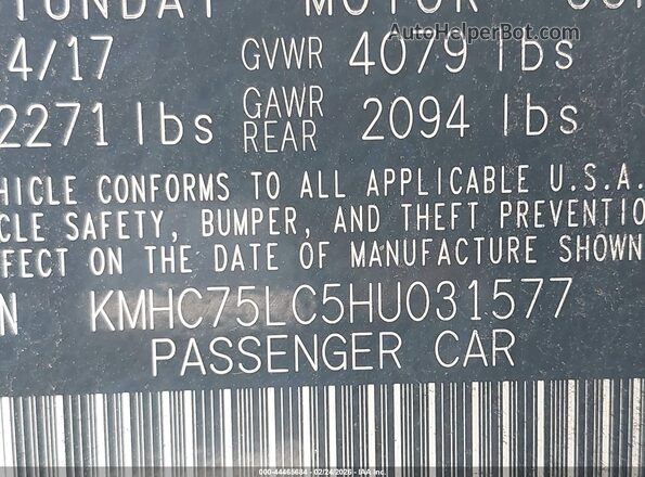 KMHC75LC5HU031577 2017 HYUNDAI IONIQ HYBRID Black Widok komory silnika