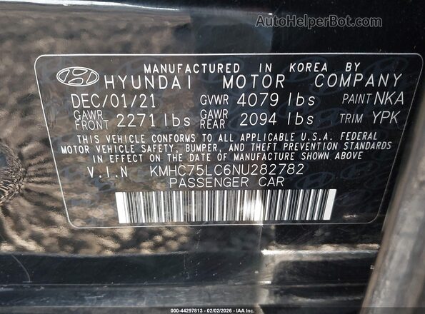 KMHC75LC6NU282782 2022 HYUNDAI IONIQ HYBRID Black ძრავის განყოფილების ხედი