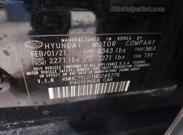 KMHC75LD1MU249776 2021 HYUNDAI IONIQ Black Widok komory silnika