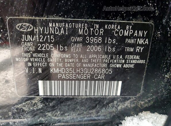 KMHD35LH3GU286805 2016 HYUNDAI ELANTRA Black Вид підкапотного простору