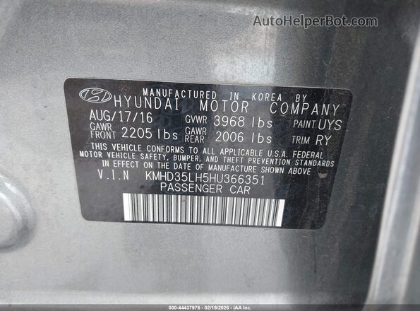 KMHD35LH5HU366351 2017 HYUNDAI ELANTRA GT Gray 