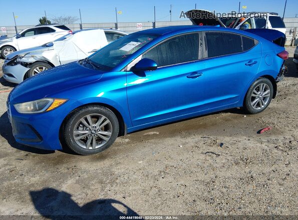 KMHD84LF5JU471732 2018 HYUNDAI ELANTRA Blue წინა მარცხენა ხედი სამი მეოთხედიდან