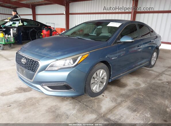 KMHE24L11GA011892 2016 HYUNDAI SONATA HYBRID Light Blue Передняя левая четверть
