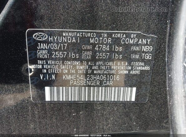 KMHE54L23HA061016 2017 HYUNDAI SONATA PLUG-IN HYBRID Black Vista del compartimento del motor