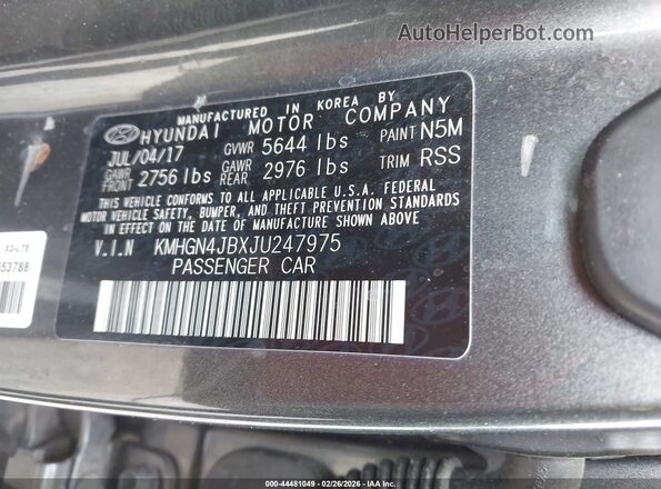 KMHGN4JBXJU247975 2018 GENESIS G80 Gray 