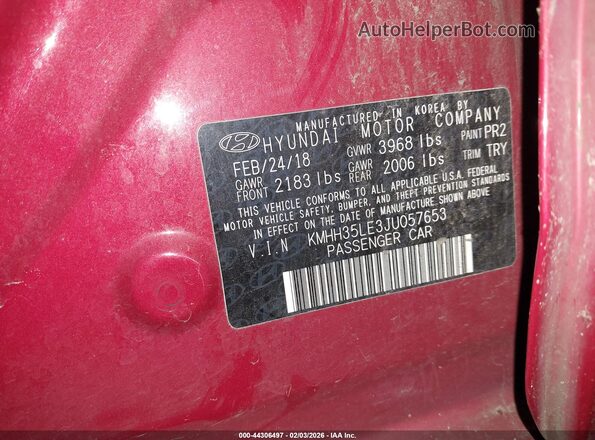 KMHH35LE3JU057653 2018 HYUNDAI ELANTRA GT Red 