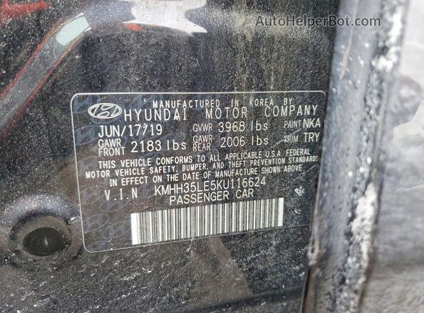 KMHH35LE5KU116624 2019 HYUNDAI ELANTRA Black Vista del compartimento del motor