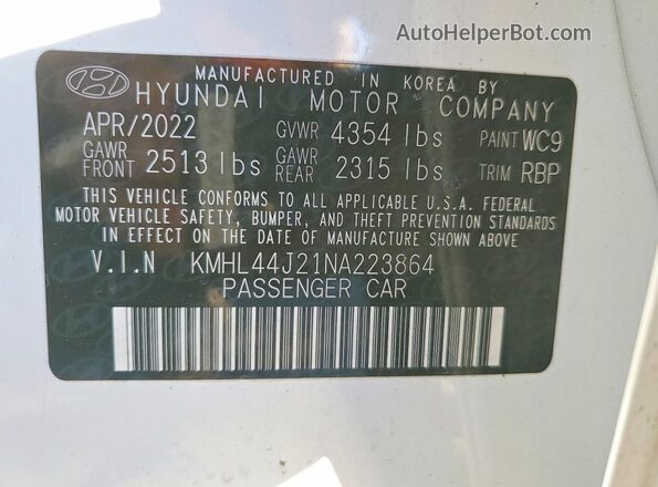 KMHL44J21NA223864 2022 HYUNDAI SONATA White Vista del compartimento del motor