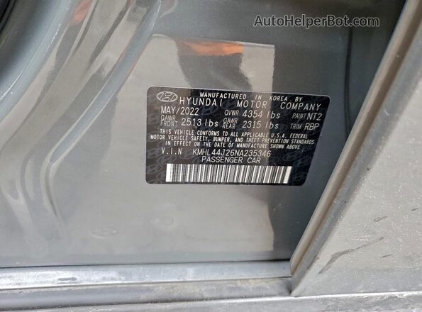 KMHL44J26NA235346 2022 HYUNDAI SONATA Gray Widok komory silnika