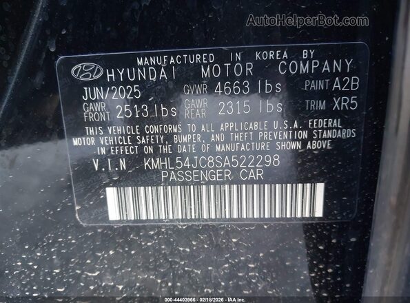 KMHL54JC8SA522298 2025 HYUNDAI SONATA Черный Вид подкапотного пространства