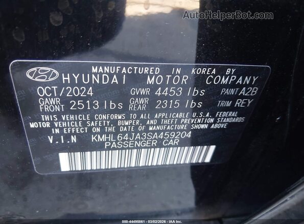 KMHL64JA3SA459204 2025 HYUNDAI SONATA Black ძრავის განყოფილების ხედი