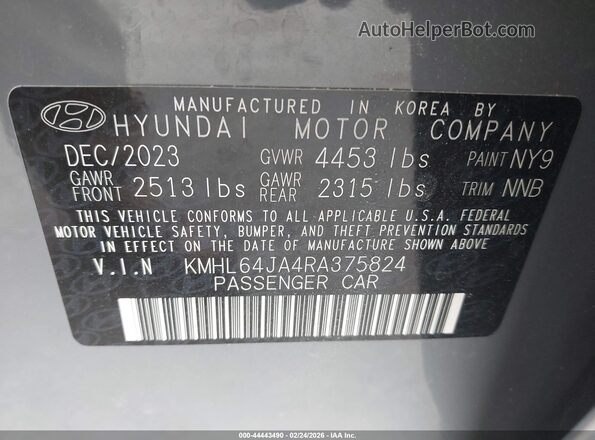 KMHL64JA4RA375824 2024 HYUNDAI SONATA Gray Engine compartment view