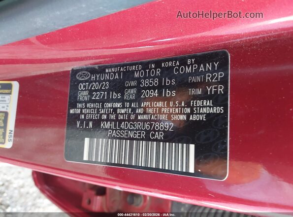 KMHLL4DG3RU678892 2024 HYUNDAI ELANTRA Red ძრავის განყოფილების ხედი