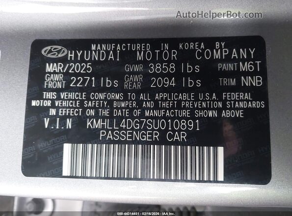 KMHLL4DG7SU010891 2025 HYUNDAI ELANTRA Silver 