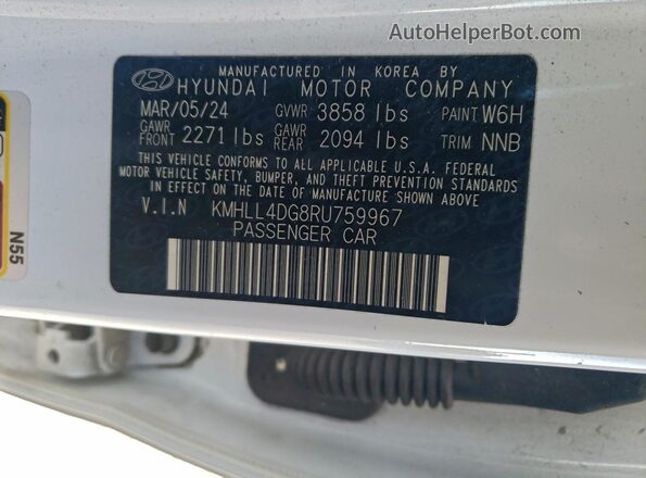 KMHLL4DG8RU759967 2024 HYUNDAI ELANTRA White ძრავის განყოფილების ხედი