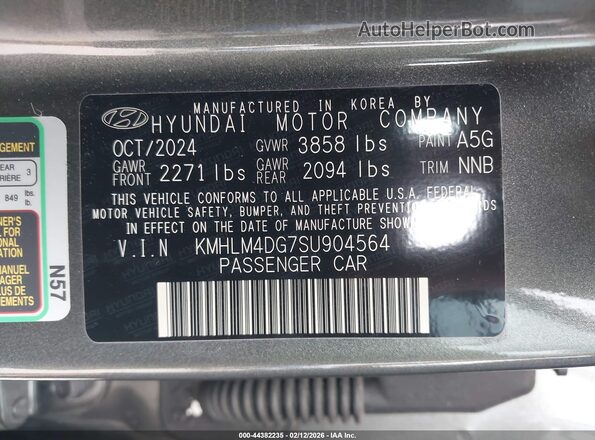 KMHLM4DG7SU904564 2025 HYUNDAI ELANTRA Gray Շարժիչի բաժամունքի տեսք