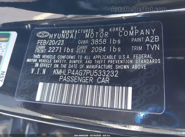 KMHLP4AG7PU533232 2023 HYUNDAI ELANTRA Black Vista del compartimento del motor