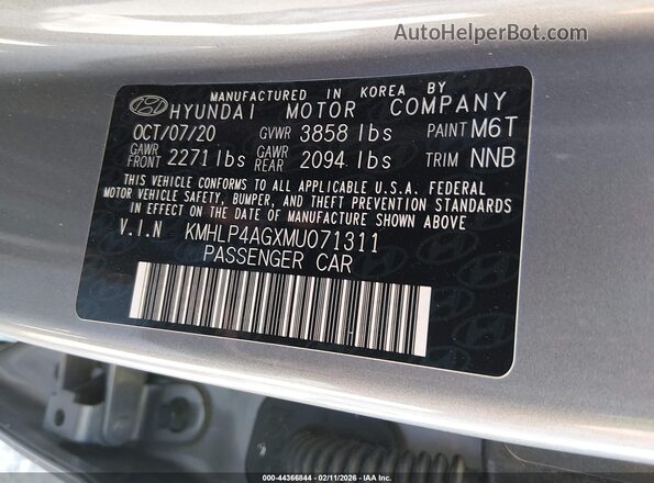 KMHLP4AGXMU071311 2021 HYUNDAI ELANTRA Brown Engine compartment view