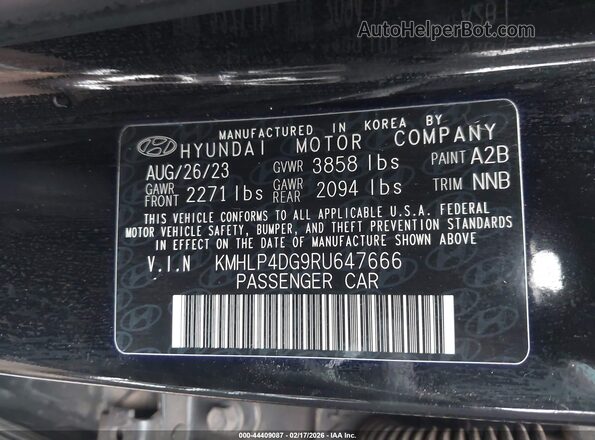 KMHLP4DG9RU647666 2024 HYUNDAI ELANTRA Черный Вид подкапотного пространства