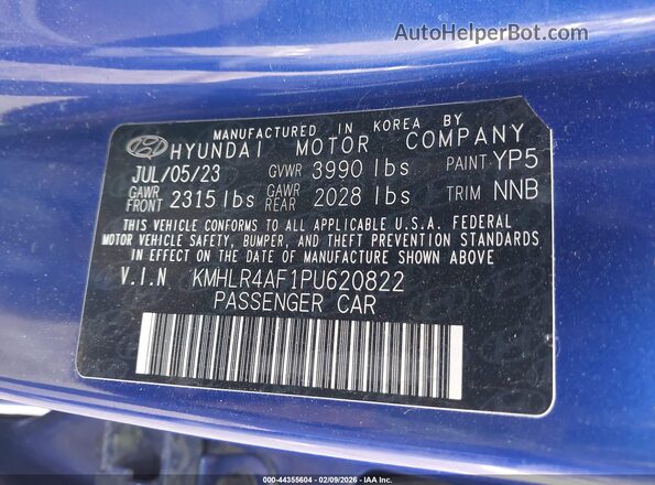 KMHLR4AF1PU620822 2023 HYUNDAI ELANTRA Blue Vista del compartimento del motor