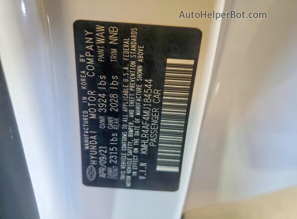 KMHLR4AF4MU184544 2021 HYUNDAI ELANTRA White 