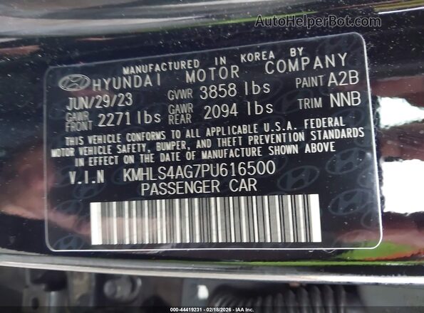 KMHLS4AG7PU616500 2023 HYUNDAI ELANTRA Black Вид підкапотного простору