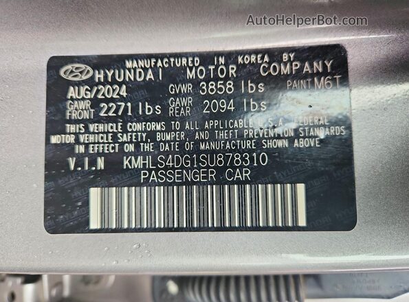 KMHLS4DG1SU878310 2025 HYUNDAI ELANTRA Серебряный Вид наклейки с VIN-кодом