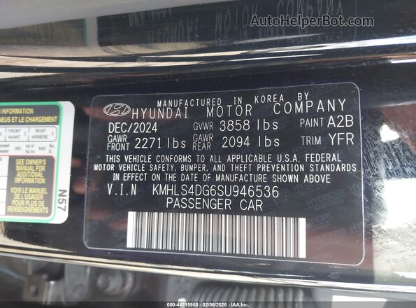 KMHLS4DG6SU946536 2025 HYUNDAI ELANTRA Black Engine compartment view