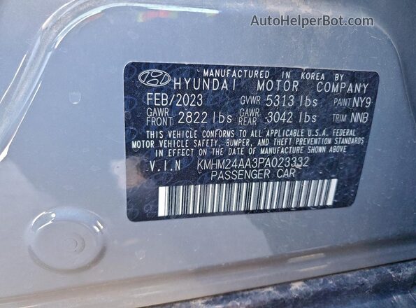 KMHM24AA3PA023332 2023 HYUNDAI IONIQ Gray Vista del compartimento del motor