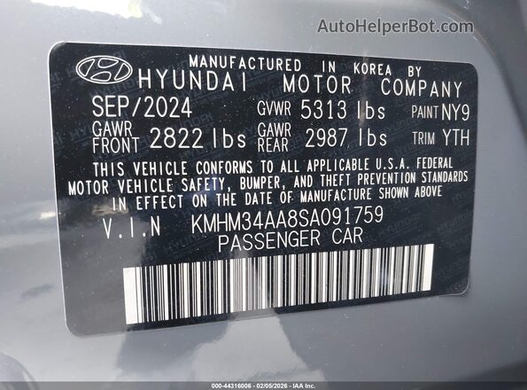 KMHM34AA8SA091759 2025 HYUNDAI IONIQ 6 Gray Engine compartment view