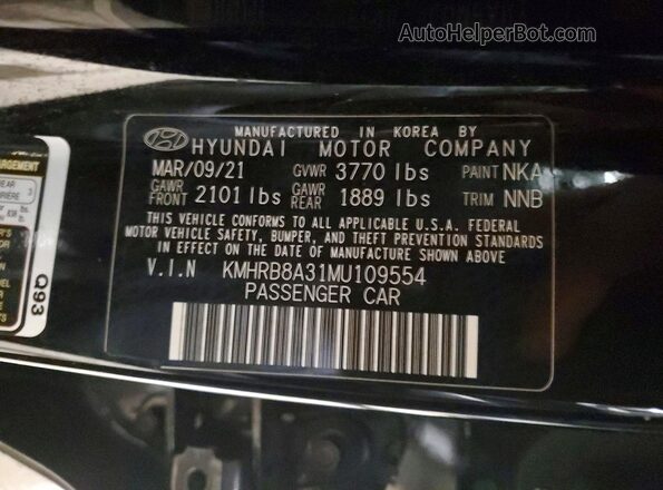 KMHRB8A31MU109554 2021 HYUNDAI VENUE Black 