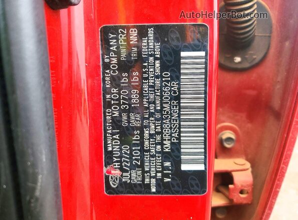 KMHRB8A35MU066210 2021 HYUNDAI VENUE Красный 
