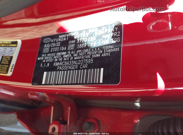 KMHRC8A33NU207595 2022 HYUNDAI VENUE Red Vista del compartimento del motor