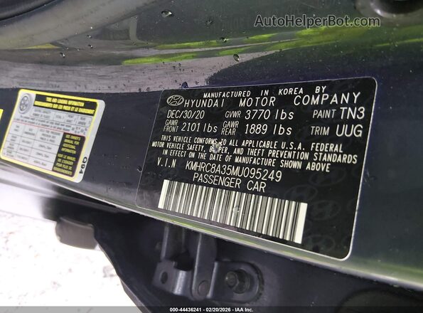 KMHRC8A35MU095249 2021 HYUNDAI VENUE Blue Vista del compartimento del motor