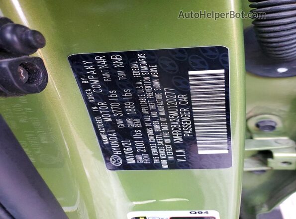 KMHRC8A35MU120277 2021 HYUNDAI VENUE Green Vista de la etiqueta del VIN