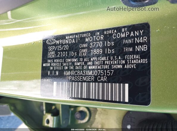 KMHRC8A3XMU075157 2021 HYUNDAI VENUE Green 
