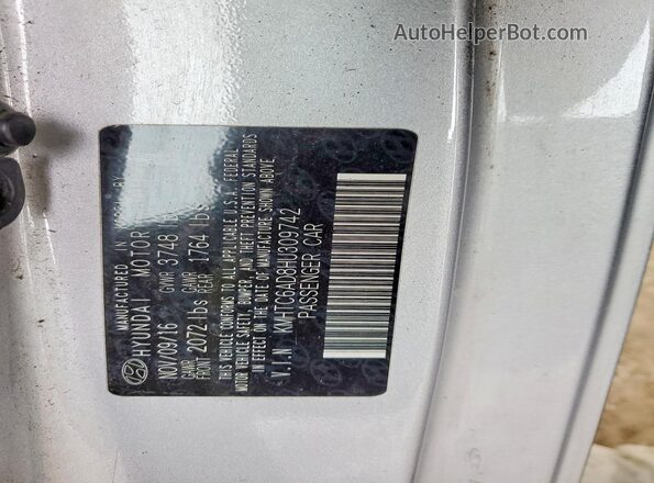 KMHTC6AD8HU309742 2017 HYUNDAI VELOSTER Silver Вид підкапотного простору