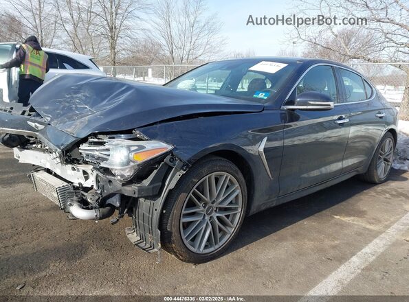 KMTG34LA1LU046596 2020 GENESIS G70 Navy Առջևի ձախ երեք քառորդ տեսարան